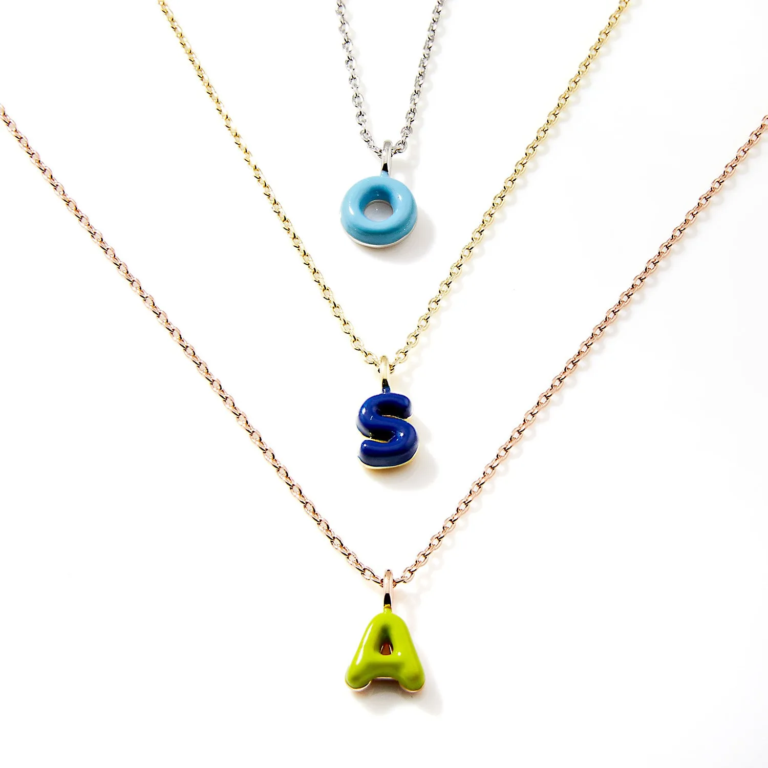 Enamel Mini Uppercase Balloon Initial Necklace sold by Limoges Jewelry