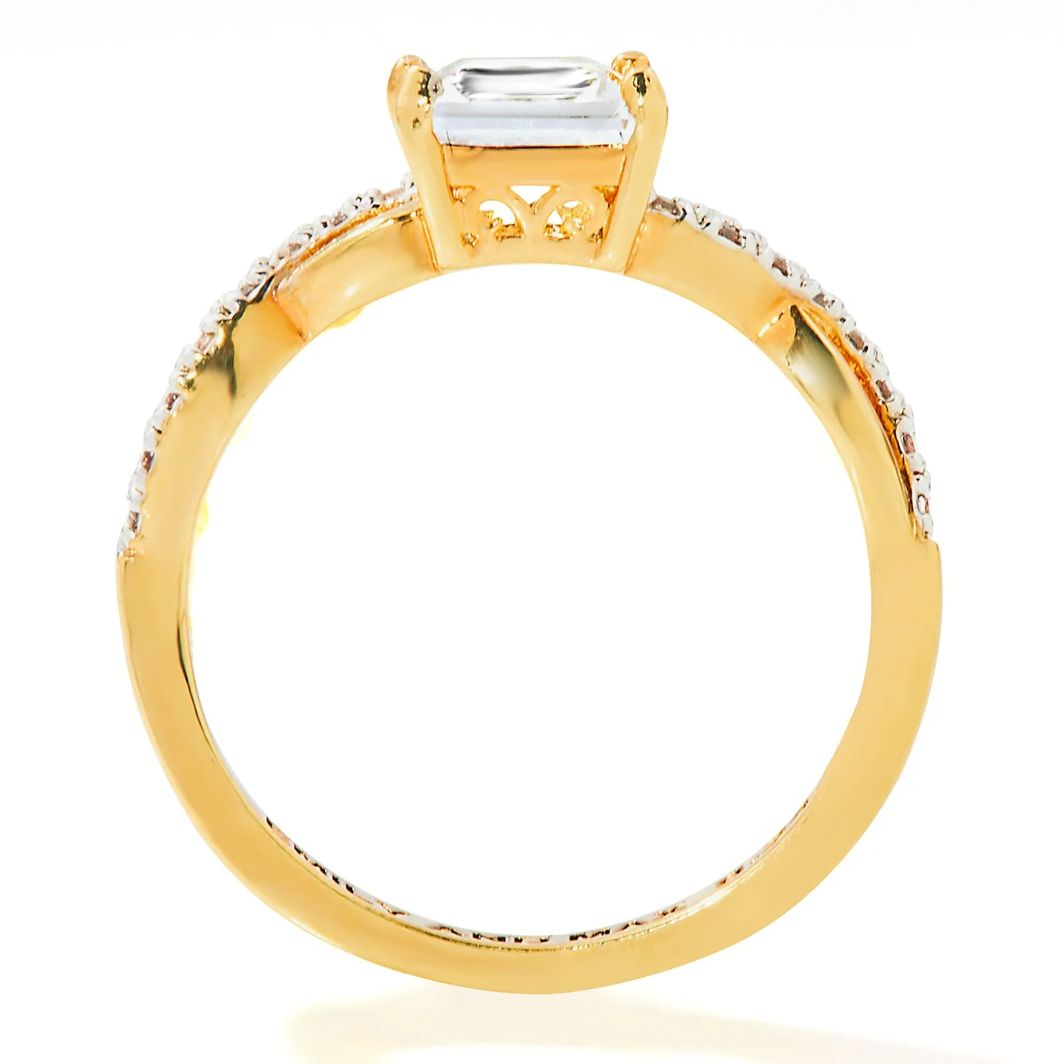 Gold over Sterling Square White Topaz Twist Engagement Ring sold by Limoges Jewelry product image thumbnail 4