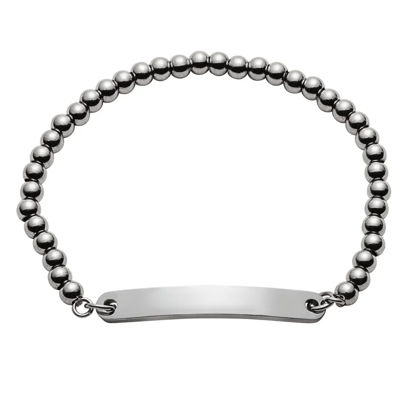 Stainless Steel Beaded ID Stretch Bracelet sold by Limoges Jewelry