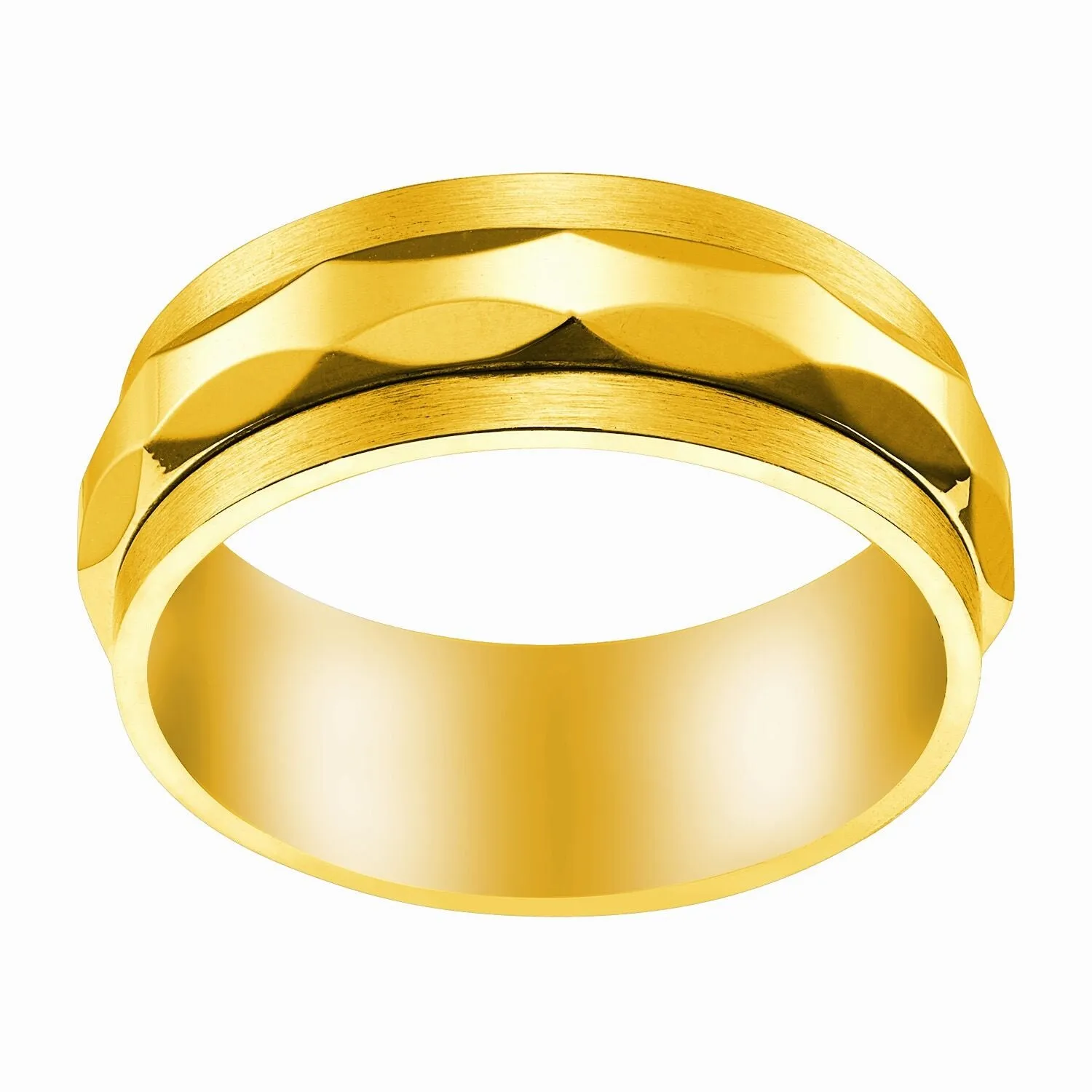 Stainless Steel Men's Gold Faceted Spinner Band sold by Limoges Jewelry