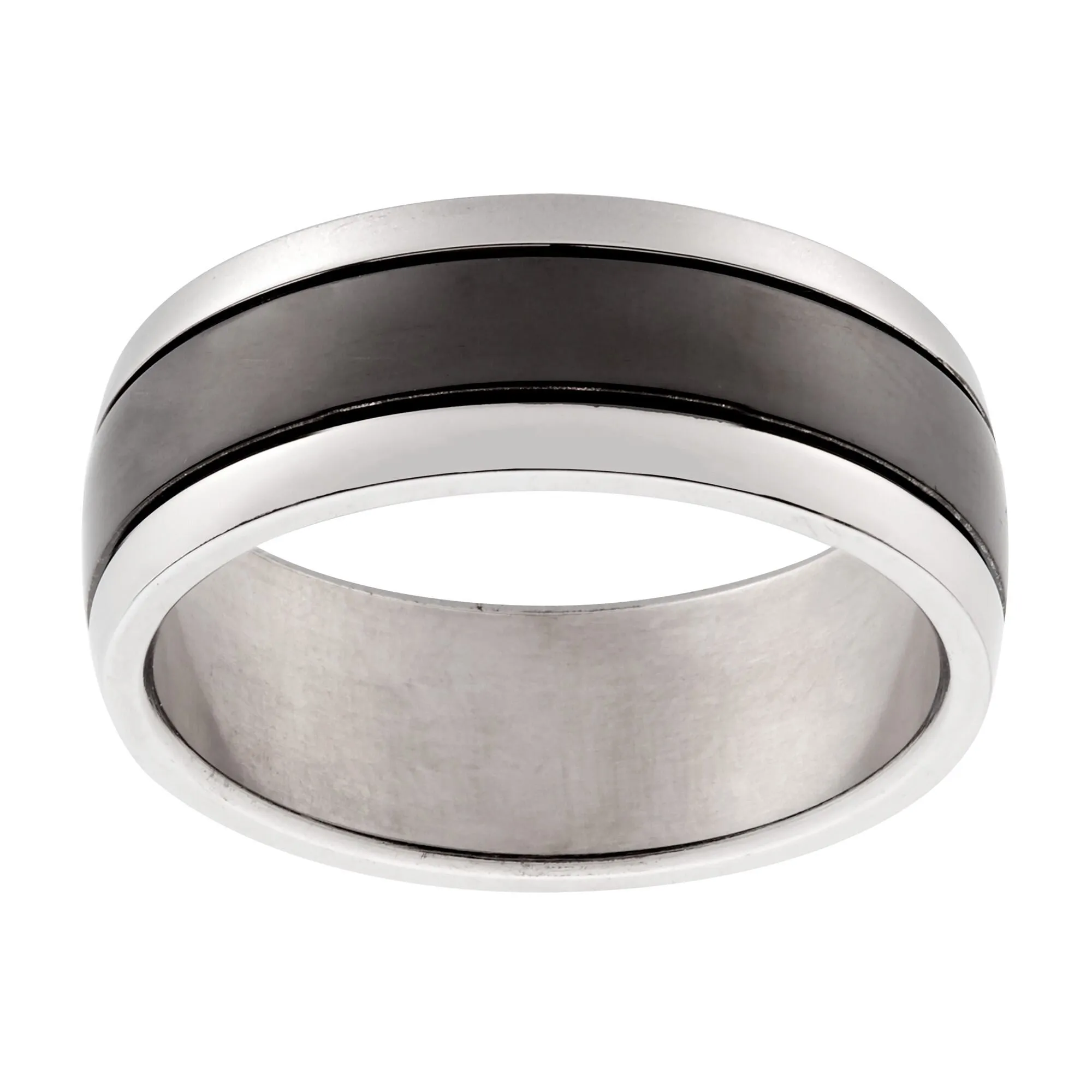 Titanium Two-Tone Polished Band Ring - 8mm sold by Limoges Jewelry