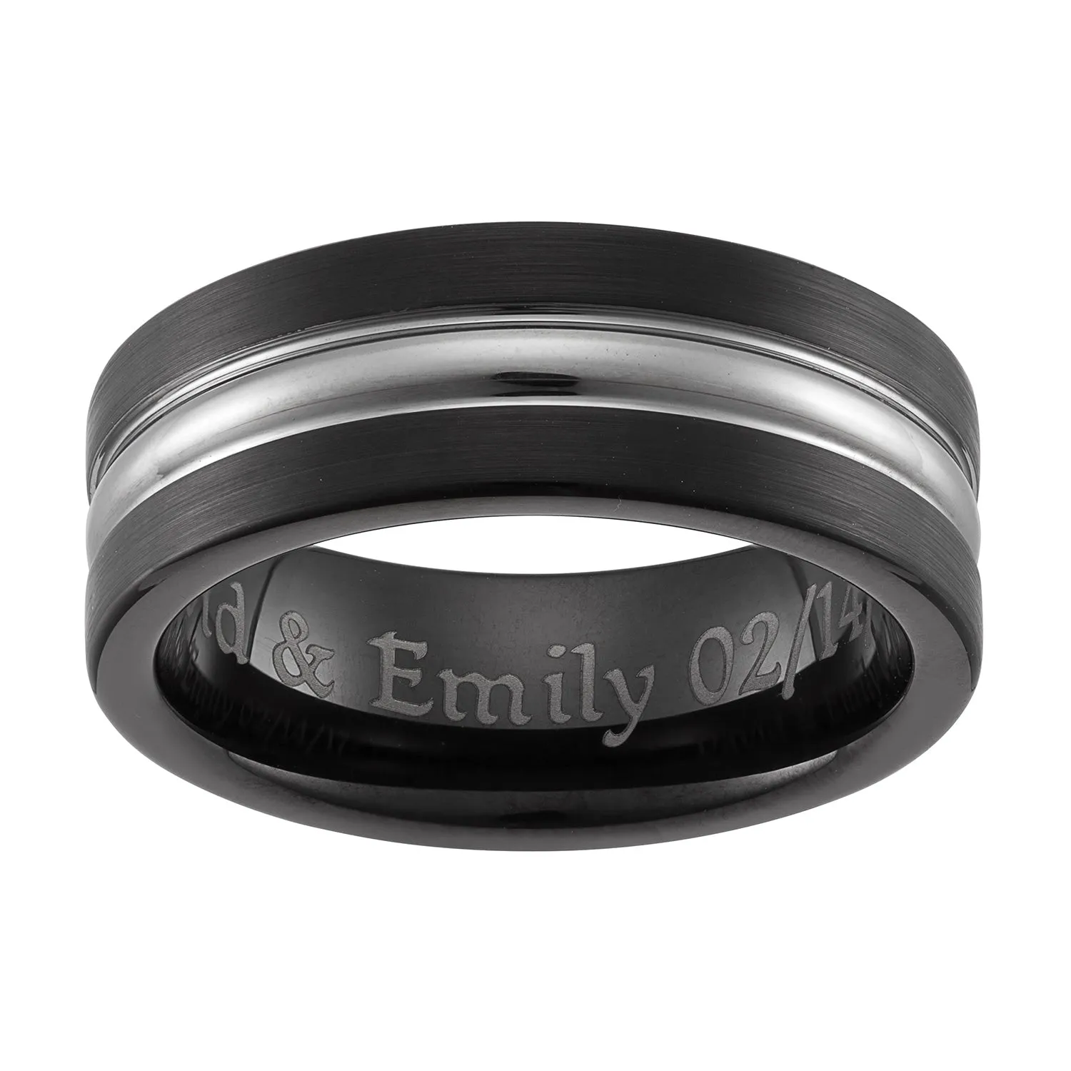 Men's Tungsten Two-Tone Ridged Band Ring - 8mm sold by Limoges Jewelry