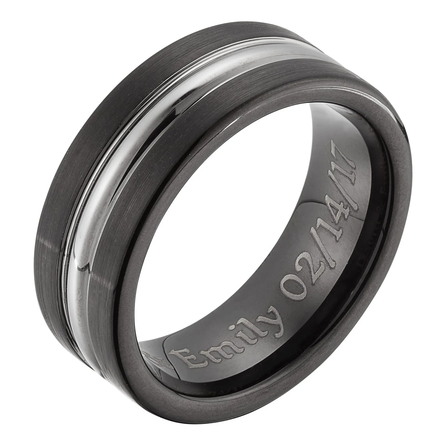 Men's Tungsten Two-Tone Ridged Band Ring - 8mm sold by Limoges Jewelry product image thumbnail 2