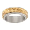 Men's Stainless Steel Two-Tone Diamond-cut Textured Spinner Band - 6.5mm sold by Limoges Jewelry