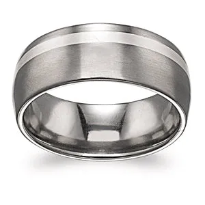 Two-Tone Titanium and Sterling Silver Inlay Band - 6mm sold by Limoges Jewelry