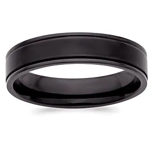 Men's Black Titanium Beveled Band - 6mm sold by Limoges Jewelry