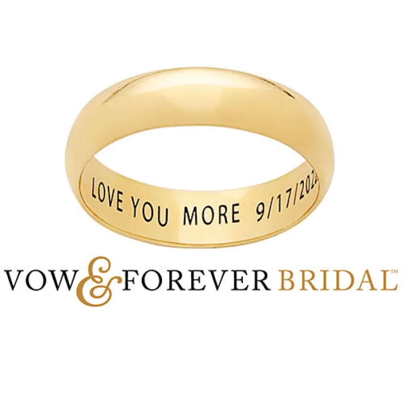14K Gold over Sterling Inside Engraved Wedding Band (5mm) made by Limoges Jewelry