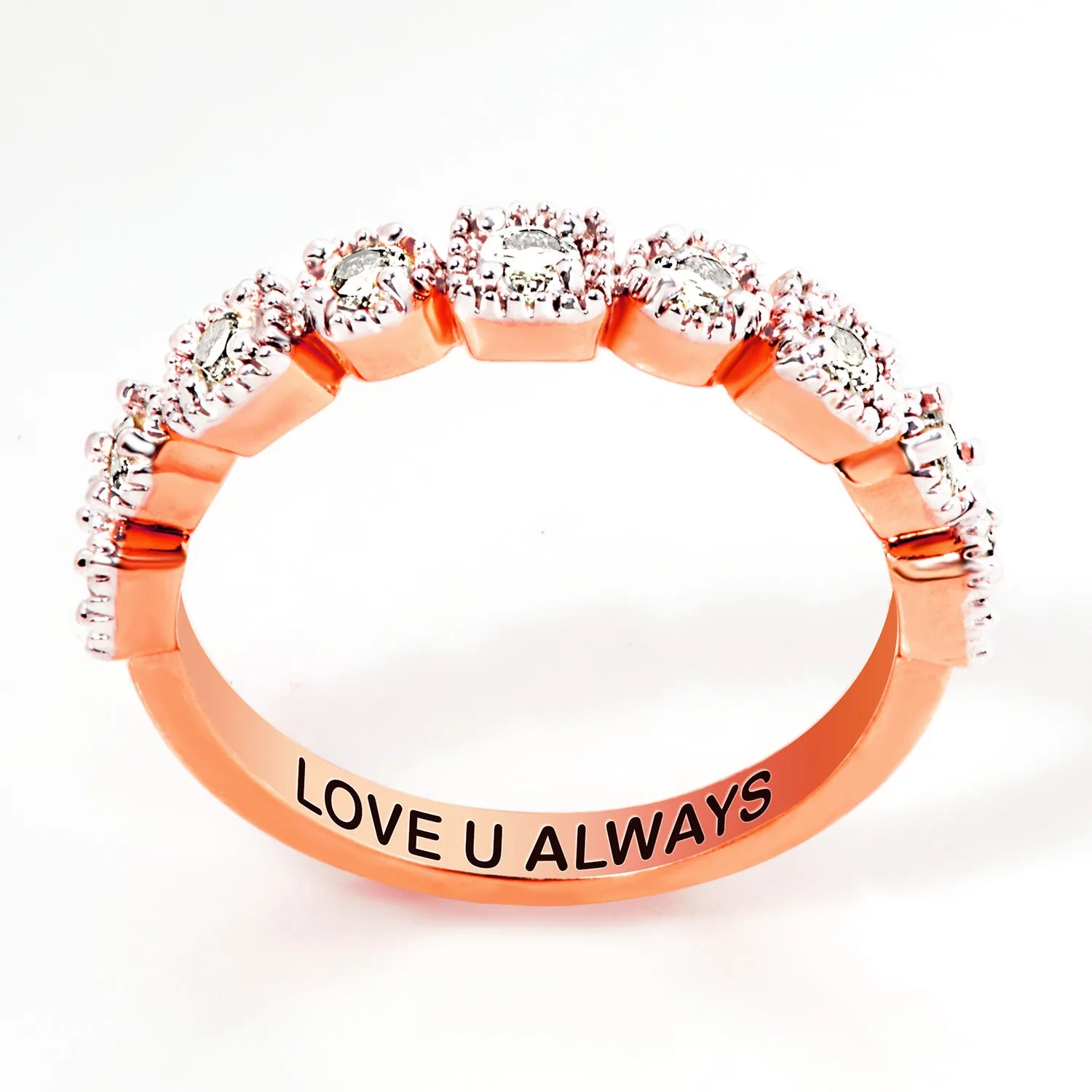 Rose Gold over SS Antique Half Eternity White Topaz Ring sold by Limoges Jewelry product image thumbnail 3
