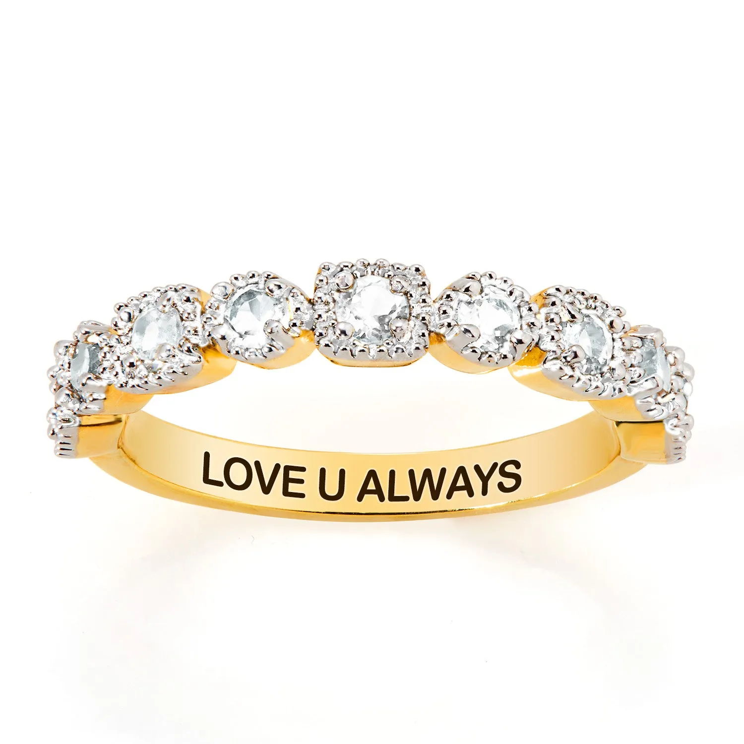 Gold over Sterling Antique Half Eternity White Topaz Ring sold by Limoges Jewelry product image thumbnail 5