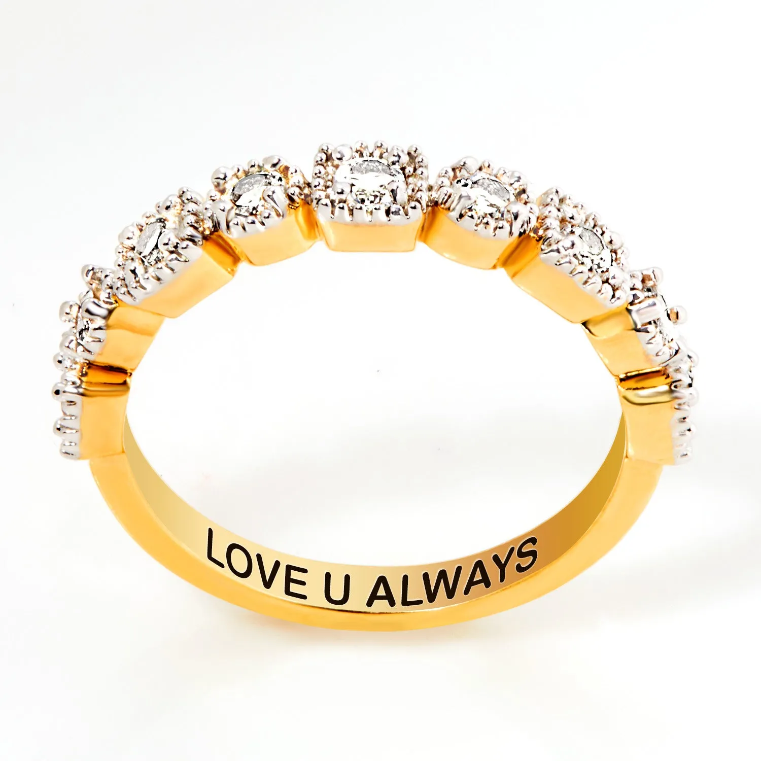 Gold over Sterling Antique Half Eternity White Topaz Ring sold by Limoges Jewelry product image thumbnail 4