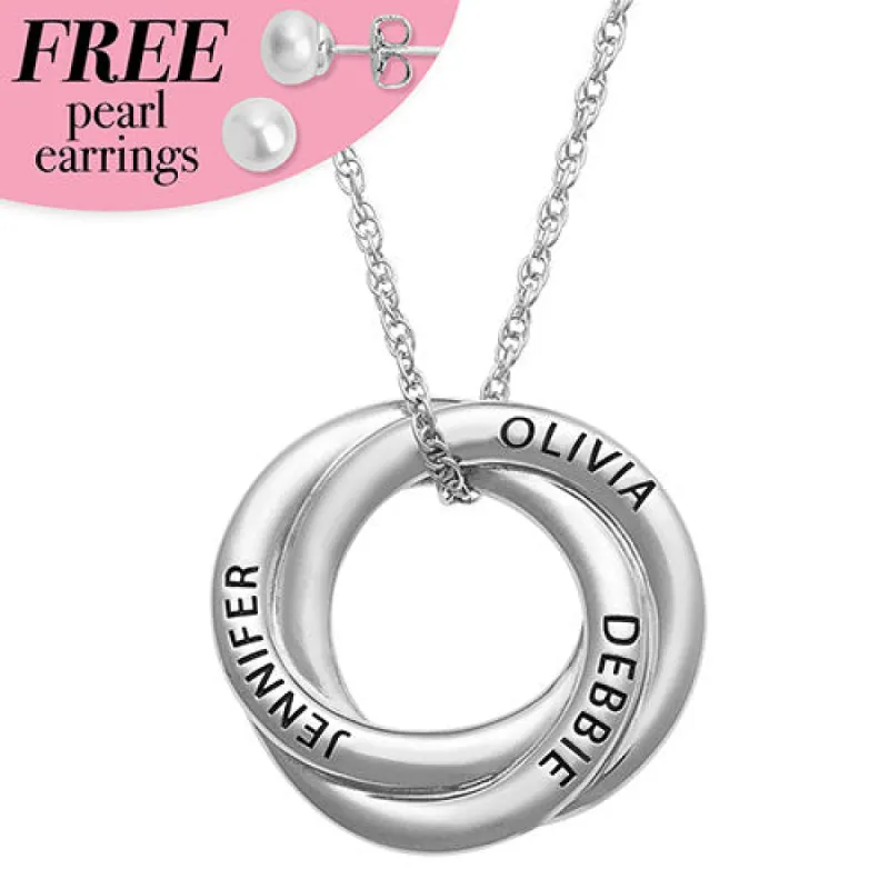 Sterling Silver Family Name Circle Knot Pendant sold by Limoges Jewelry