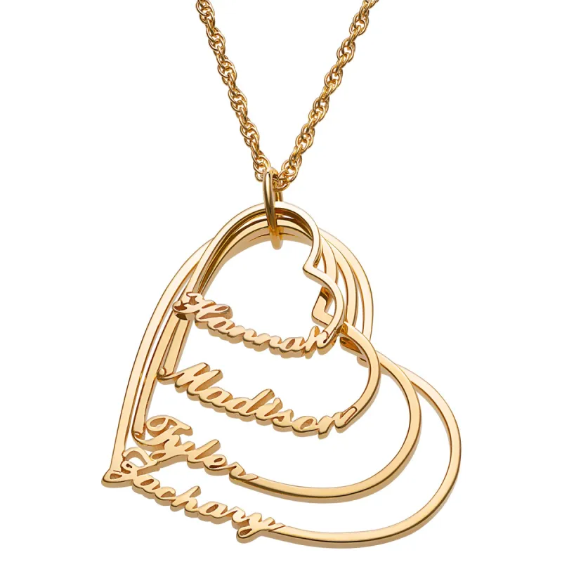 14K Gold over Sterling Script Name with Heart Necklace - 4 Names sold by Limoges Jewelry