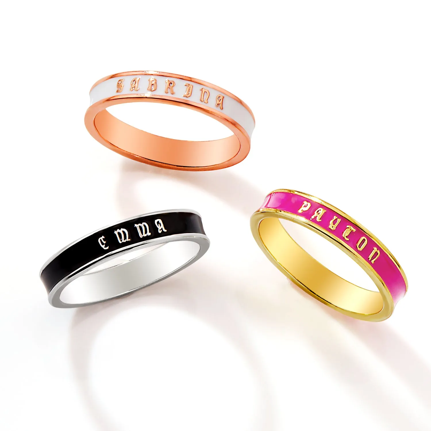 Rose Gold Plated Birthmonth Enamel Old English Name Band Ring sold by Limoges Jewelry product image thumbnail 5