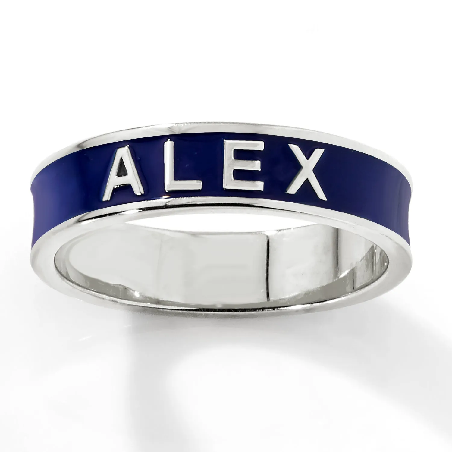 Silver Plated 4.5mm wide Birthmonth Enamel Name Band Ring sold by Limoges Jewelry product image thumbnail 4