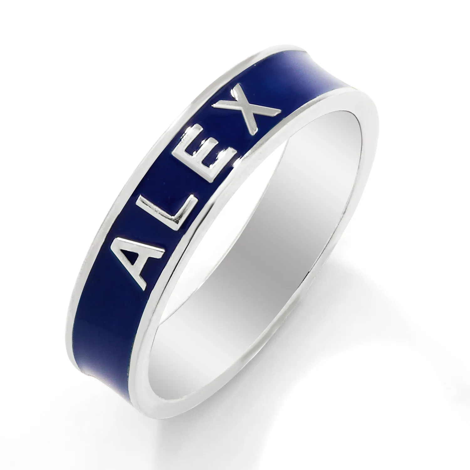 Silver Plated 4.5mm wide Birthmonth Enamel Name Band Ring sold by Limoges Jewelry product image thumbnail 3