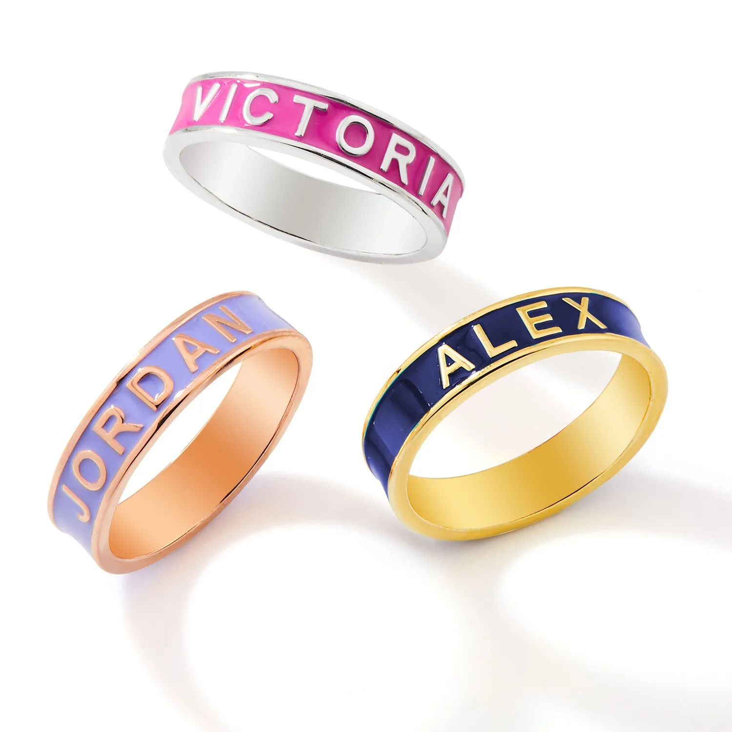 Rose Gold Plated 4.5mm wide Birthmonth Enamel Name Band Ring sold by Limoges Jewelry product image thumbnail 4