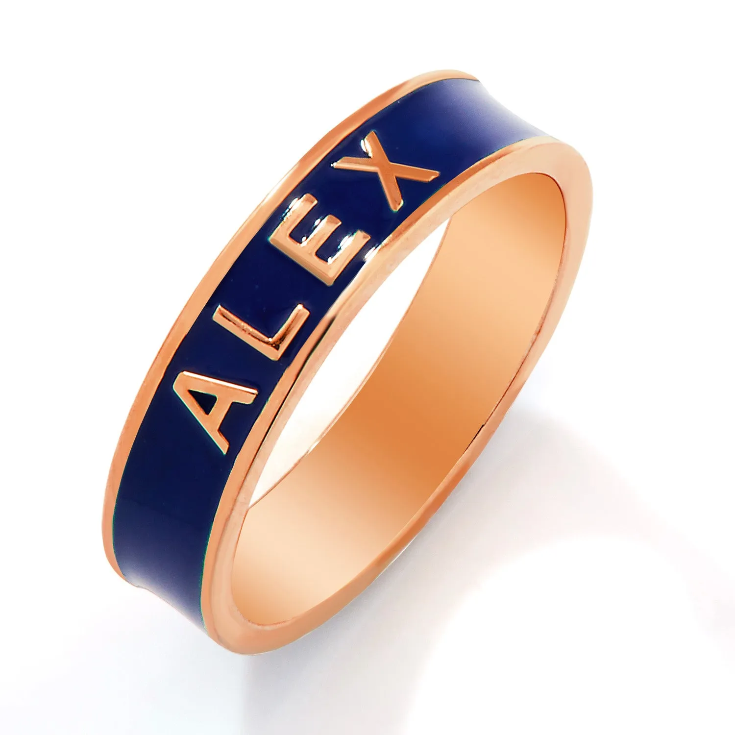 Rose Gold Plated 4.5mm wide Birthmonth Enamel Name Band Ring sold by Limoges Jewelry product image thumbnail 3