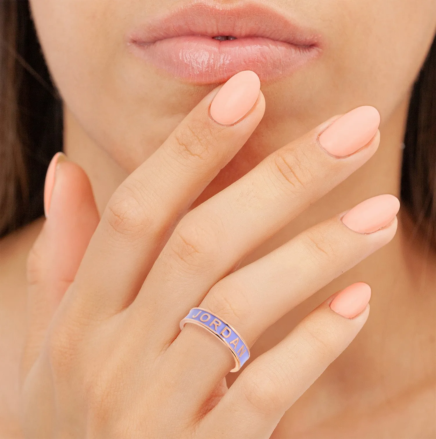 Rose Gold Plated 4.5mm wide Birthmonth Enamel Name Band Ring sold by Limoges Jewelry product image thumbnail 2