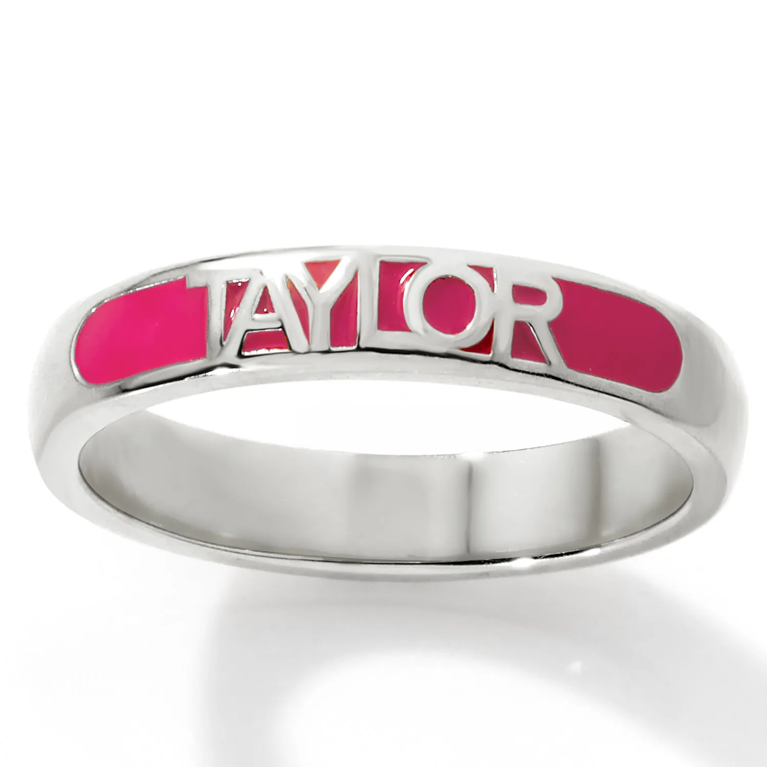 Silver Plated Birthmonth Enamel Name Rounded Band Ring sold by Limoges Jewelry product image thumbnail 3