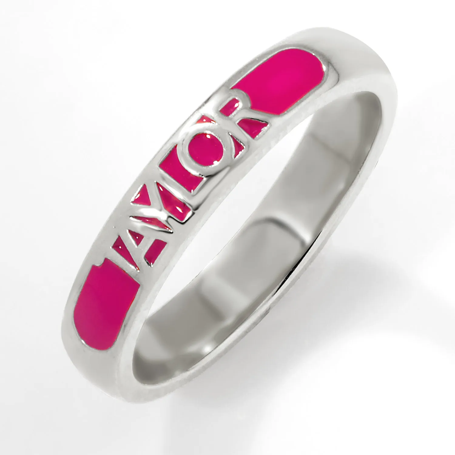 Silver Plated Birthmonth Enamel Name Rounded Band Ring sold by Limoges Jewelry product image thumbnail 4