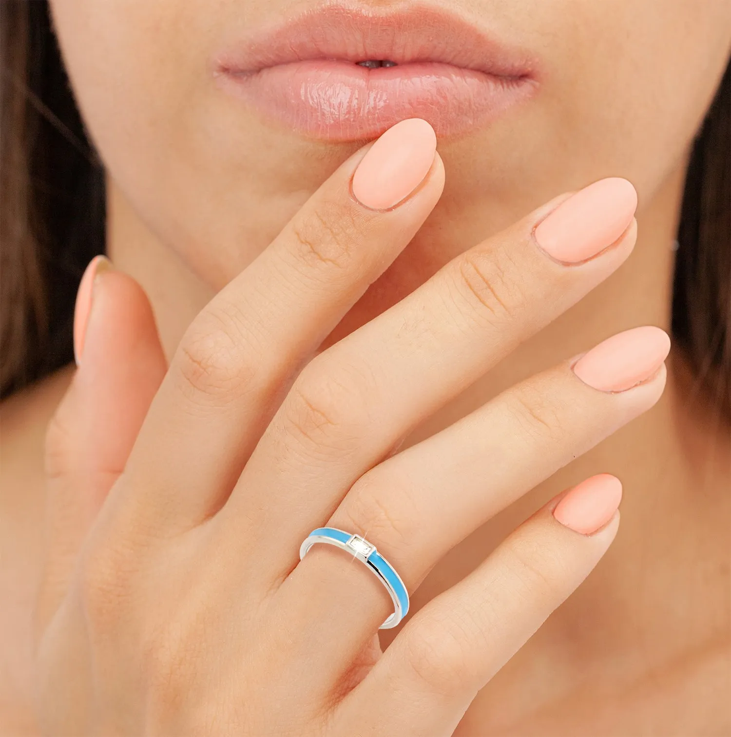 Silver Plated Enamel and Birthstone Stackable Band Ring sold by Limoges Jewelry product image thumbnail 2