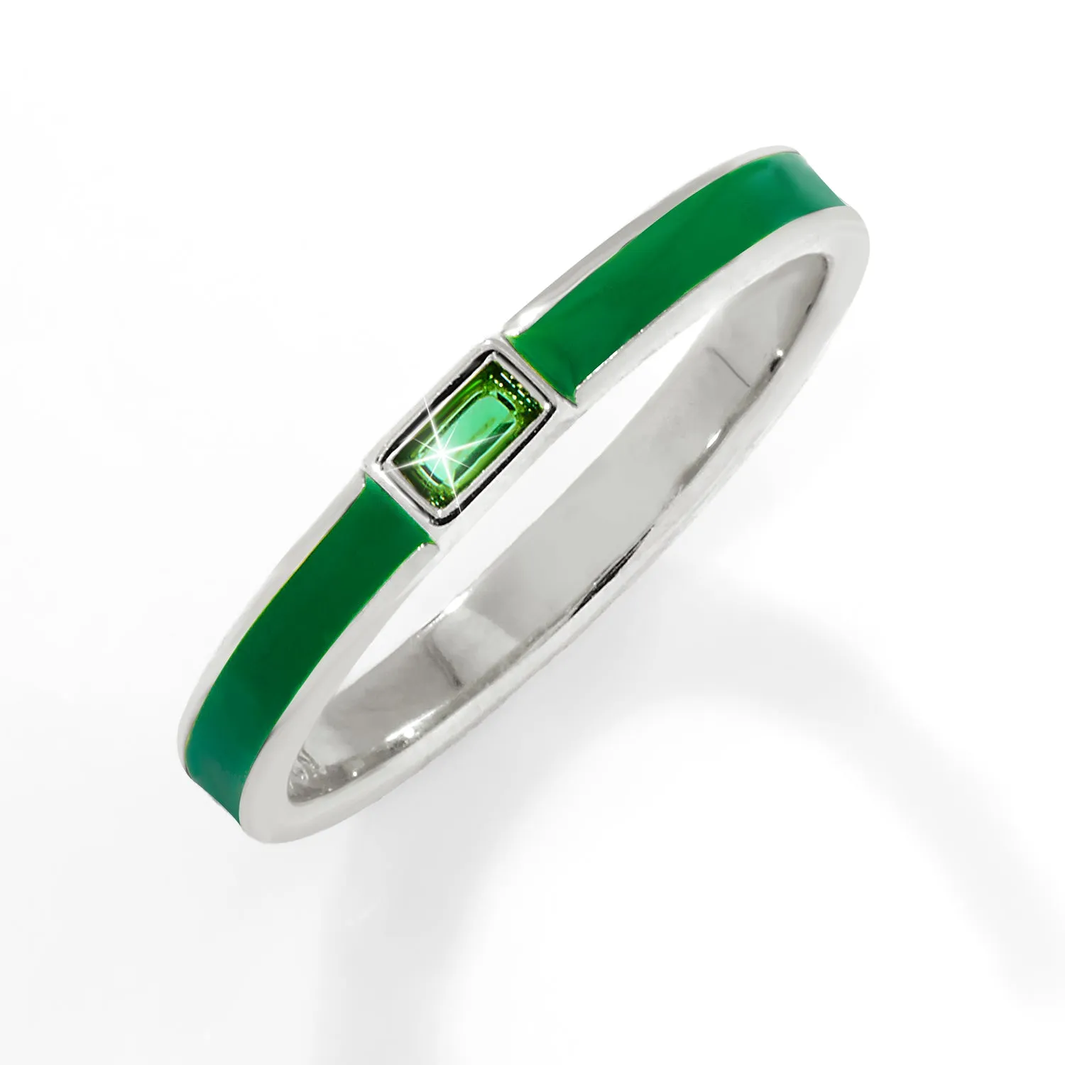 Silver Plated Enamel and Birthstone Stackable Band Ring sold by Limoges Jewelry product image thumbnail 4