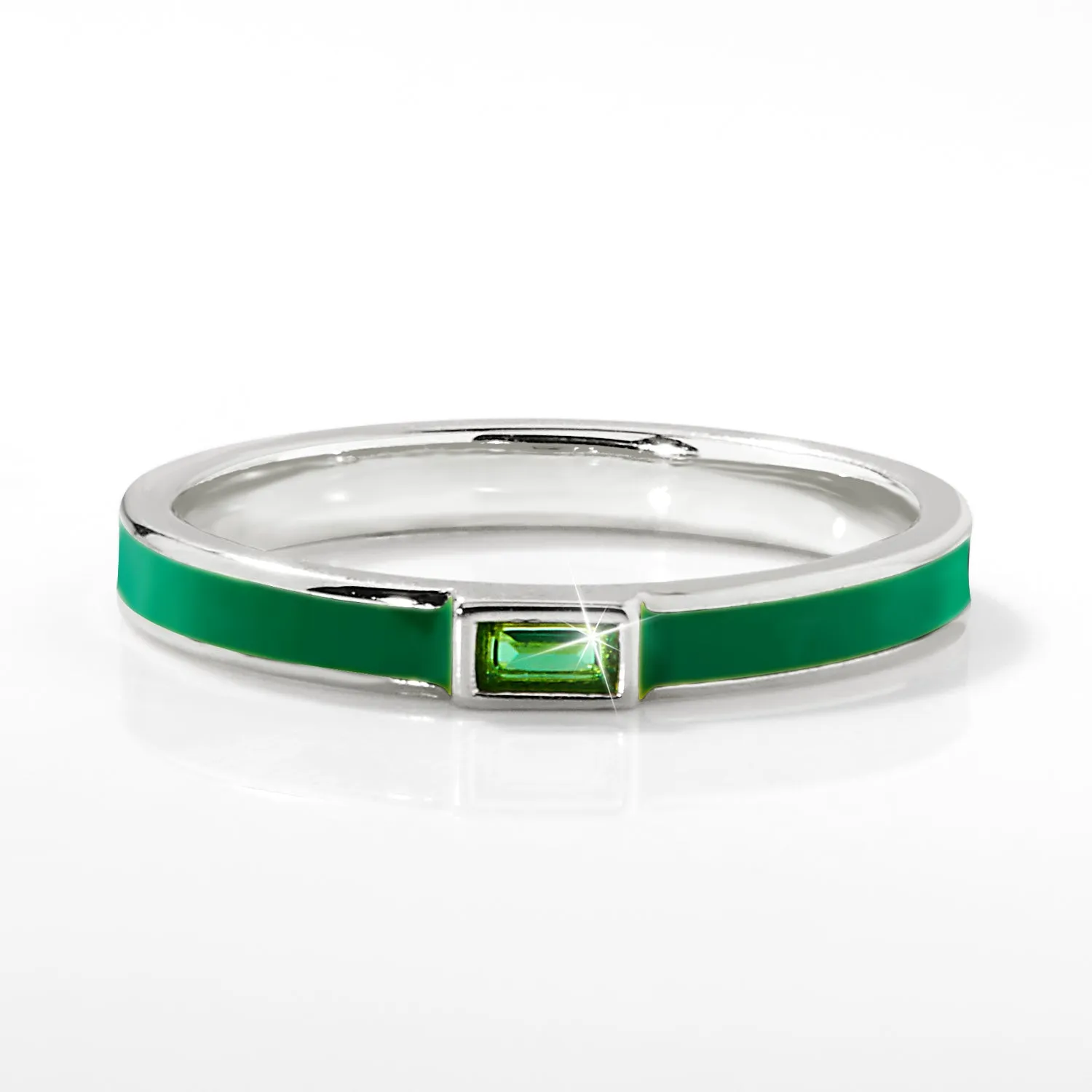 Silver Plated Enamel and Birthstone Stackable Band Ring sold by Limoges Jewelry product image thumbnail 3