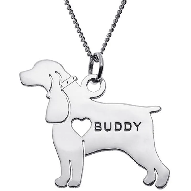 Silver Plated Spaniel Silhouette Necklace sold by Limoges Jewelry