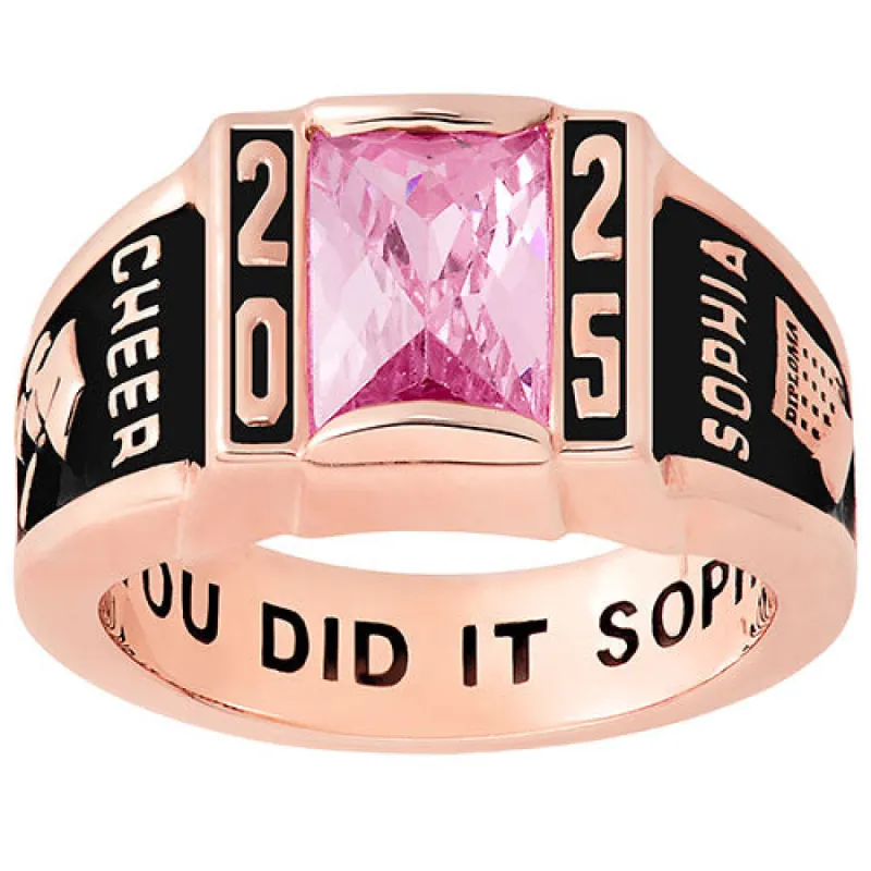 Ladies Rose Gold CELEBRIUM Art Deco Class Ring sold by Limoges Jewelry