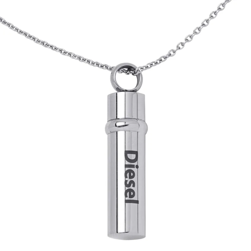 Stainless Steel Engraved Name Ash Cylinder Pendant sold by Limoges Jewelry