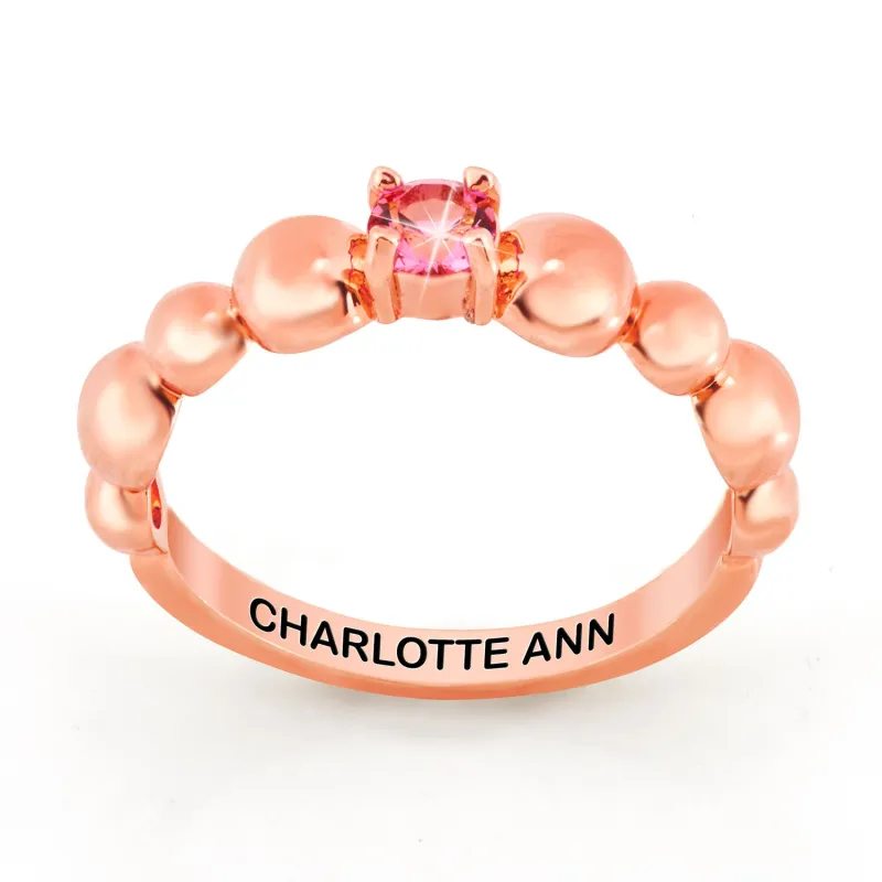 Rose Gold Plated Birthstone Bubble Ring sold by Limoges Jewelry