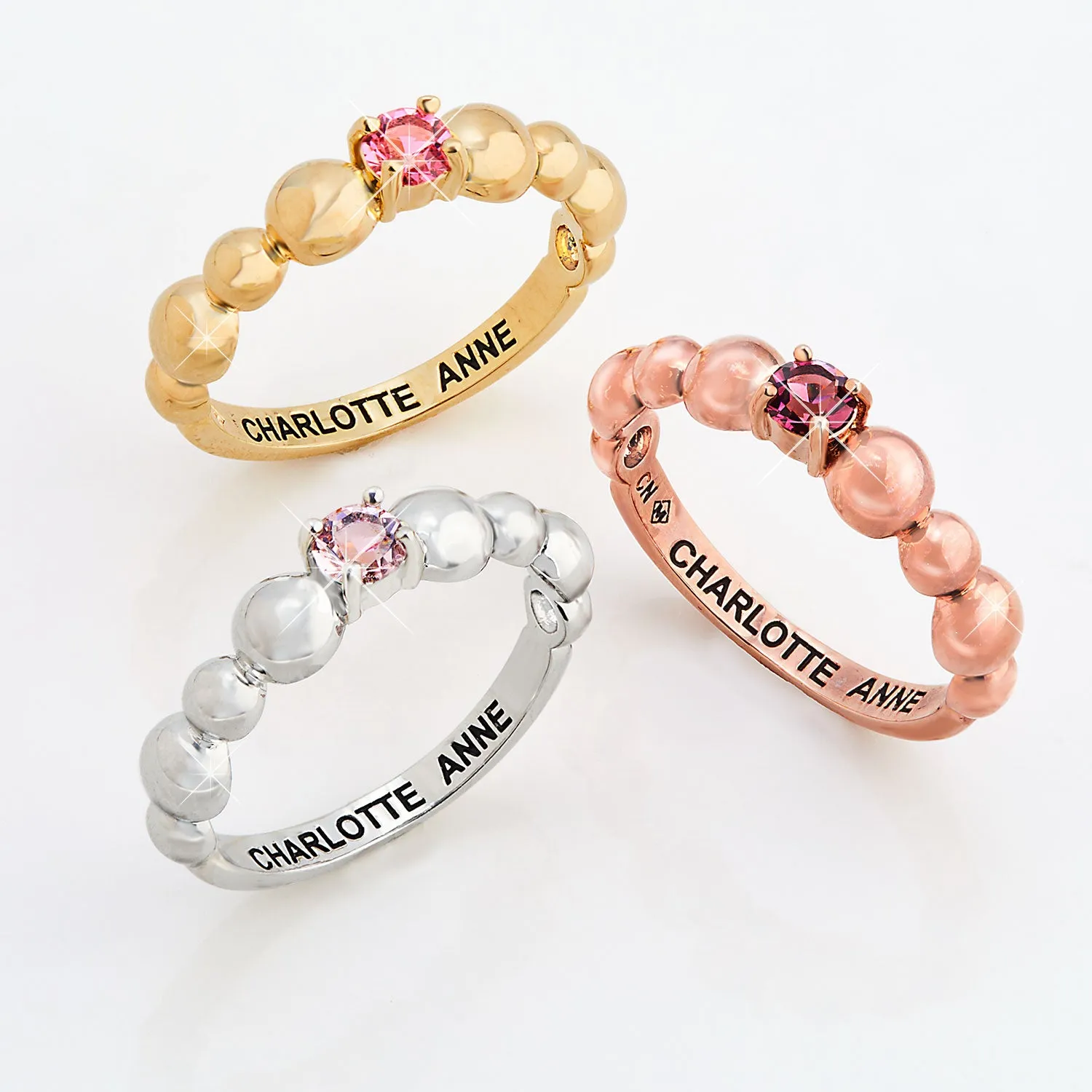 Rose Gold Plated Birthstone Bubble Ring sold by Limoges Jewelry product image thumbnail 3