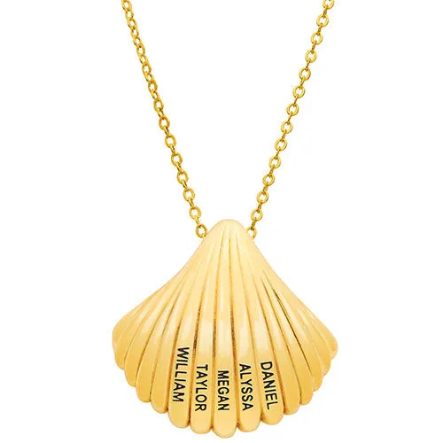 Engraved Names Shell Medallion Necklace sold by Limoges Jewelry product image thumbnail 4