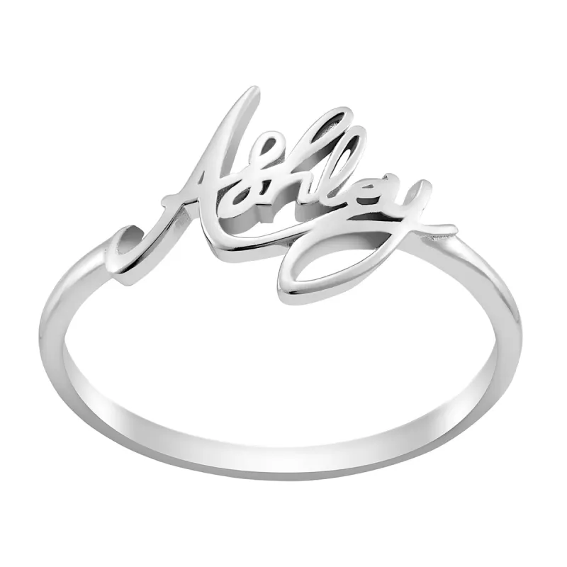 Sterling Silver Script Name Ring sold by Limoges Jewelry