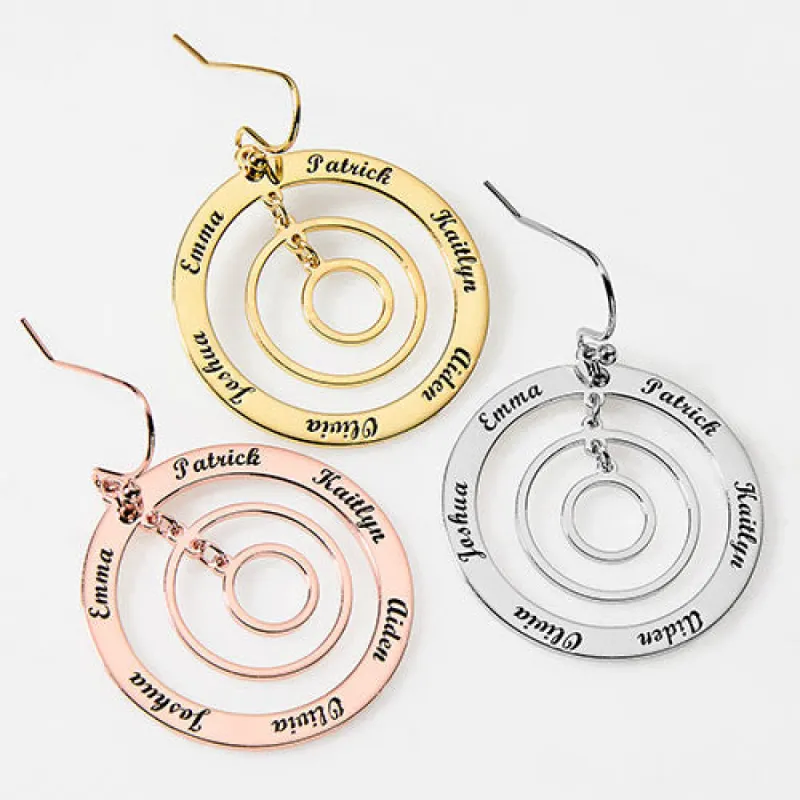 Engraved Concentric Circles Drop Earrings sold by Limoges Jewelry