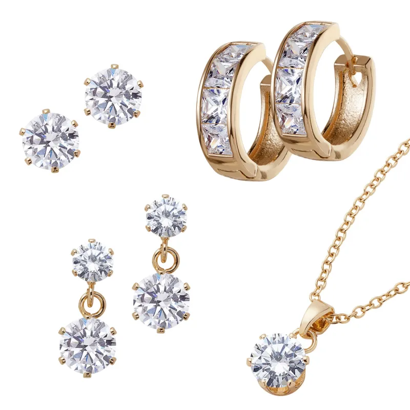 Cubic Zirconia 3 Pierced Earring Wardrobe Set made by Limoges Jewelry