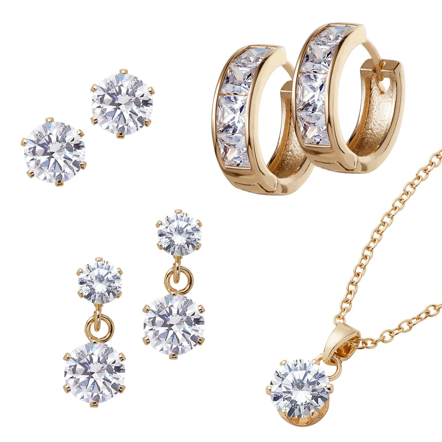 Cubic Zirconia 3 Pierced Earring Wardrobe Set sold by Limoges Jewelry