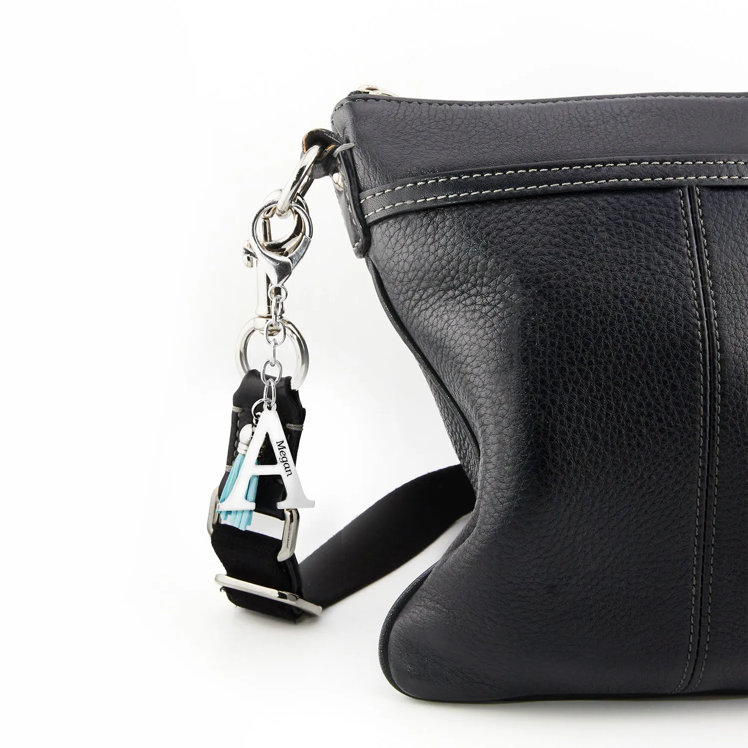 Stainless Steel Initial with Engraved Name and Tassle Keychain sold by Limoges Jewelry product image thumbnail 2