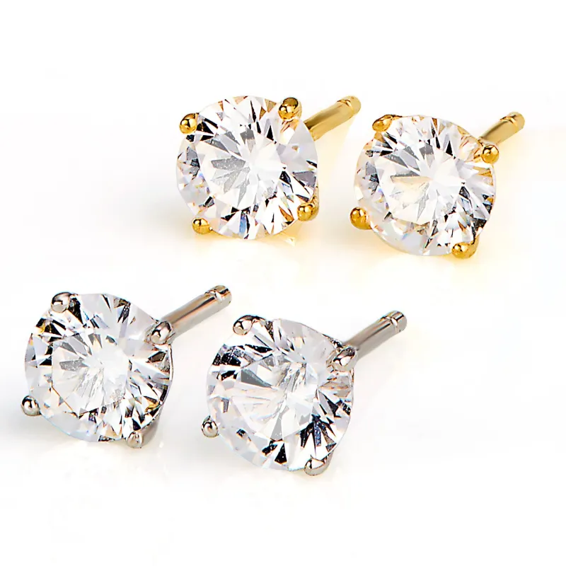 Sterling Silver Created White Sapphire Earrings sold by Limoges Jewelry