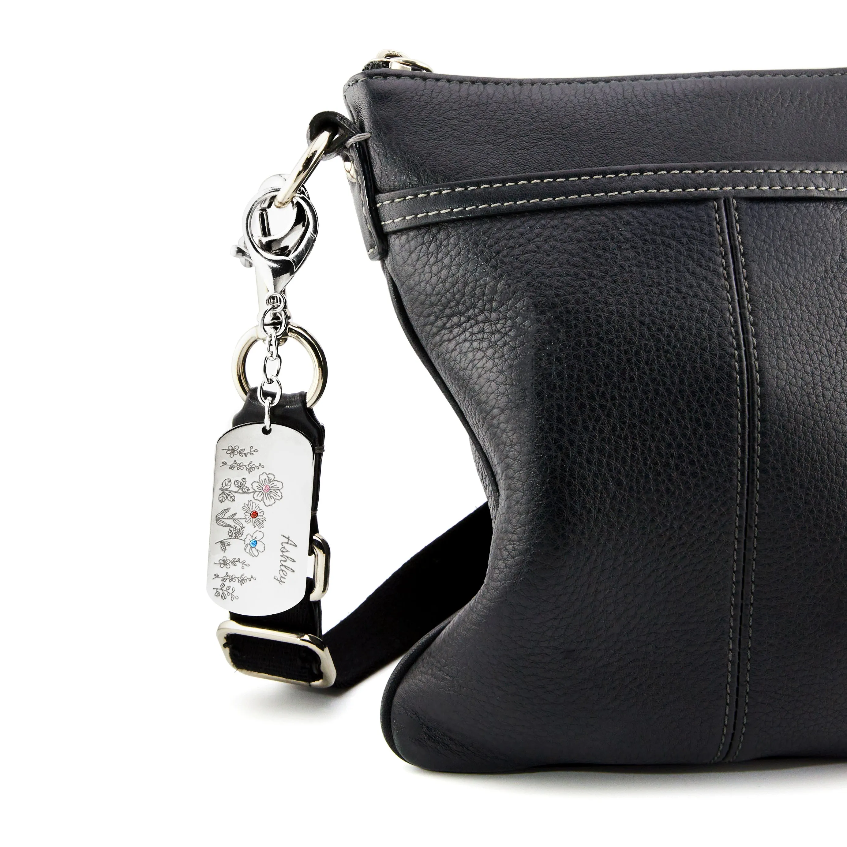 Stainless Steel Personalized Name and Birthstone Flowers Keychain sold by Limoges Jewelry product image thumbnail 2