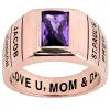 Men's 14K Rose Gold over Sterling Checkerboard Birthstone Freestyle Class Ring sold by Limoges Jewelry