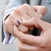 Men's 14K Rose Gold over Sterling Checkerboard Birthstone Freestyle Class Ring sold by Limoges Jewelry