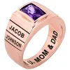 Men's 14K Rose Gold over Sterling Checkerboard Birthstone Freestyle Class Ring sold by Limoges Jewelry