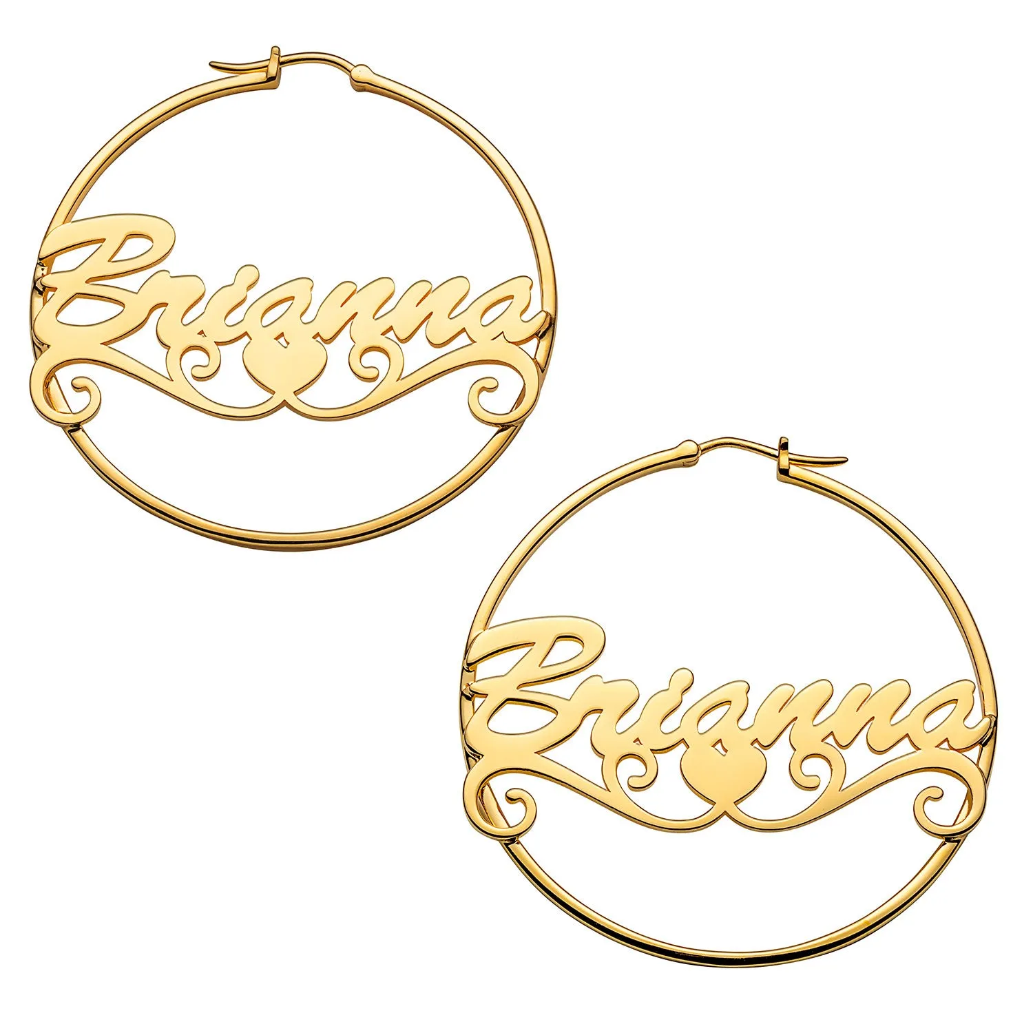 Personalized 14K Gold over Sterling Nameplate Tail Hoop Earrings sold by Limoges Jewelry