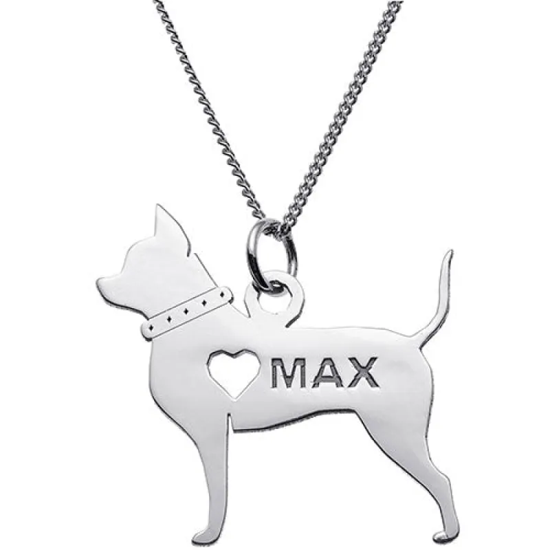 Silver Plated Chihuahua Silhouette Necklace sold by Limoges Jewelry