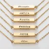 14K Gold Plated Horizontal 4-Sided Engraved Family Name Necklace sold by Limoges Jewelry