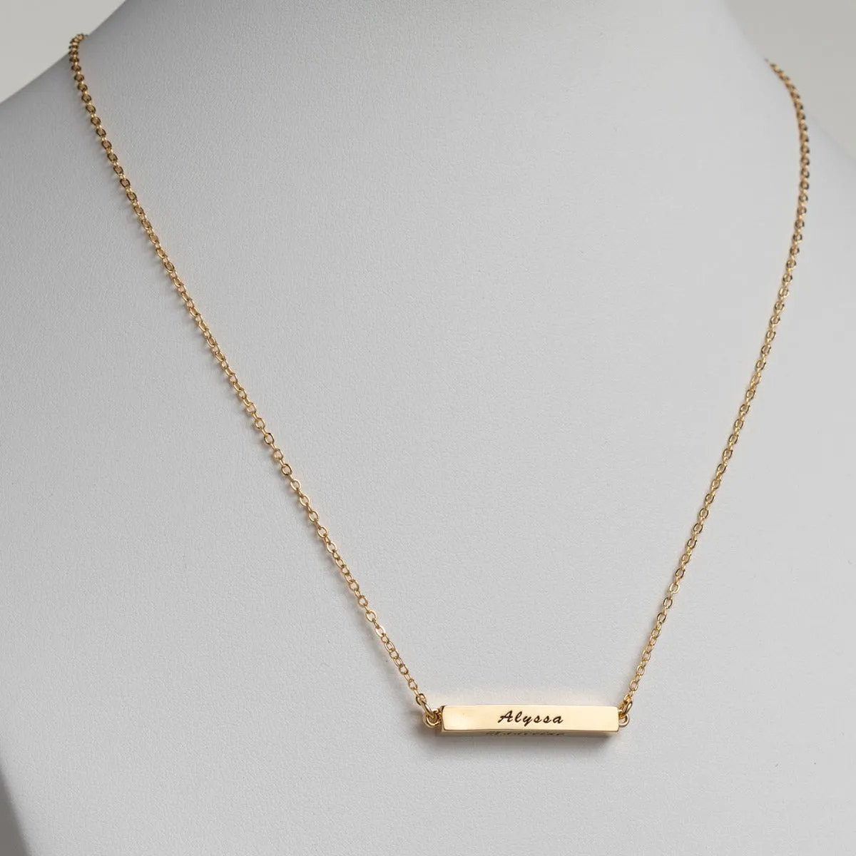 14K Gold Plated Horizontal 4-Sided Engraved Family Name Necklace sold by Limoges Jewelry product image thumbnail 3