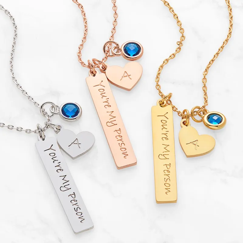You're My Person Engraved Initials and Birthstone Cluster Necklace sold by Limoges Jewelry