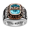 Men's 2-Tone Sterling Silver and 14K Rose Gold Plated Birthstone Class Ring sold by Limoges Jewelry