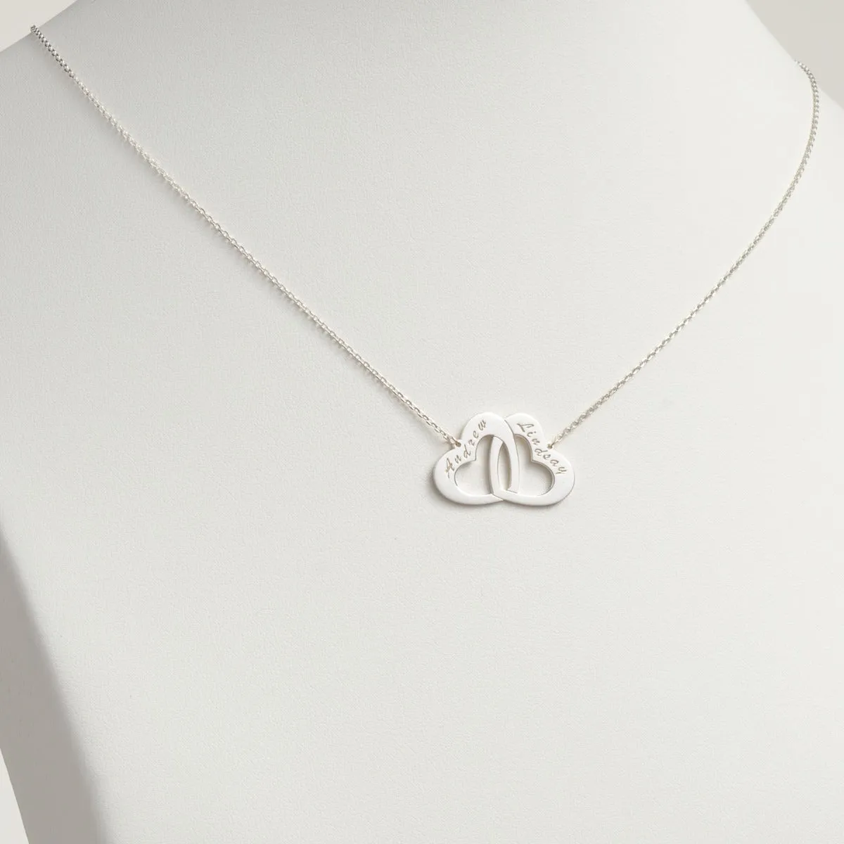 Sterling Silver Engraved Interlocking Heart Necklace sold by Limoges Jewelry product image thumbnail 2